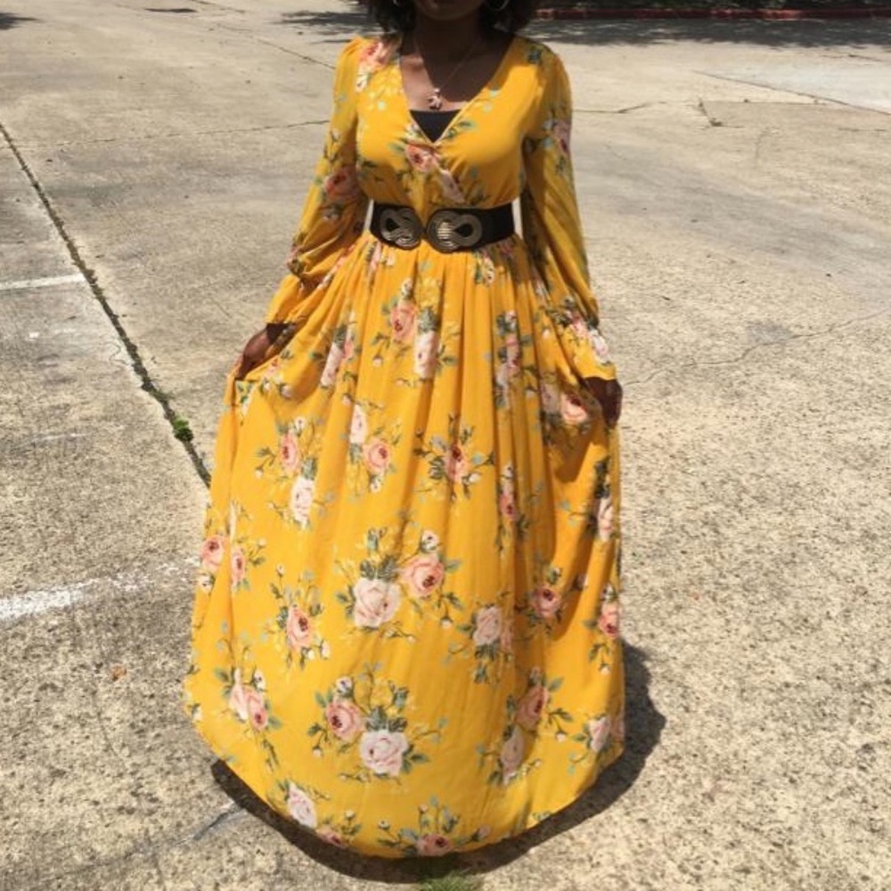NWT mustard floral maxi dress